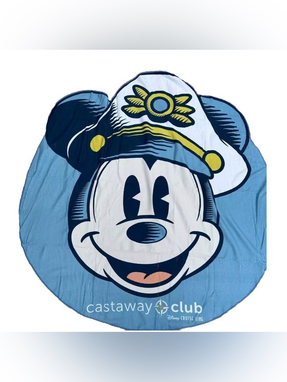 Disney Cruise Lines Captain Mickey Navy & White Large Circular Beach Towel NWT